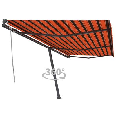 vidaXL Tenda da Sole Autoportante Manuale 600x300 cm Arancione Marrone