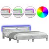 vidaXL Giroletto con Testiera e LED Grigio Cemento 160x200 cm