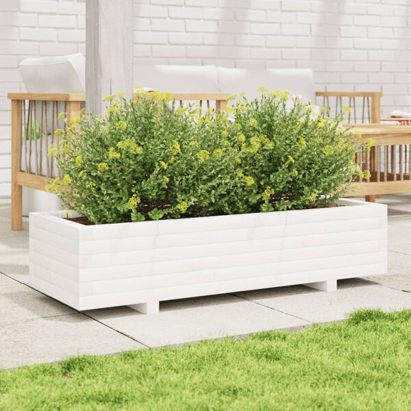 vidaXL Fioriera da Giardino Bianca 110x40x26,5 cm in Legno di Pino