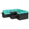 vidaXL Set Divani Giardino 9 pz con Cuscini Nero Polyrattan Acacia