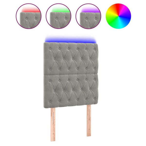 vidaXL Testiera a LED Grigio Chiaro 80x7x118/128 cm in Velluto