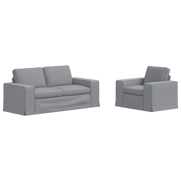 vidaXL Divano 2 pcs Grigio chiaro 182 x 80 x 82 cm Tessuto