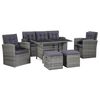 vidaXL Set Divani da Giardino 6 pz con Cuscini in Polyrattan Grigio