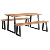 vidaXL Set da Pranzo 3 pz con Bordi Vivi in Legno Massello di Acacia