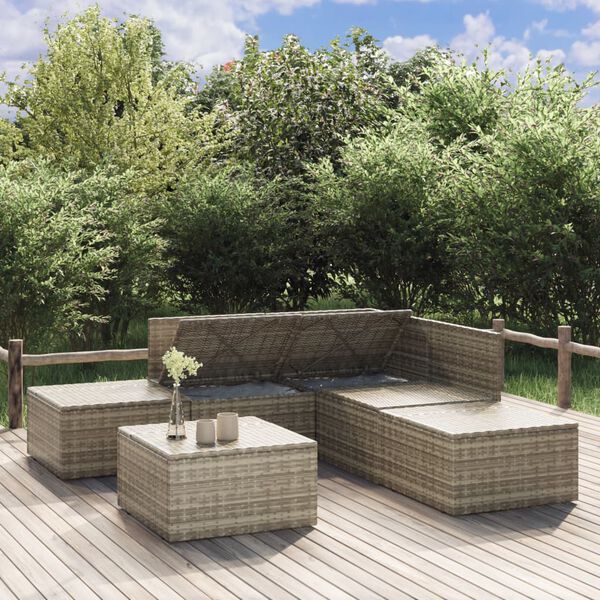 vidaXL Set Divani da Giardino 6 pz con Cuscini in Polyrattan Grigio