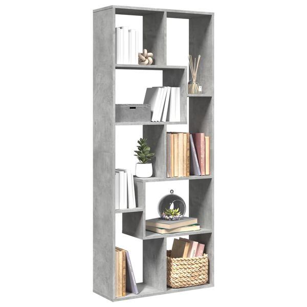 vidaXL Libreria Divisorio Grigio Cemento 67x25x161,5 cm in Truciolato