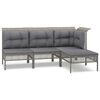 vidaXL Set Divani da Giardino 4 pz con Cuscini in Polyrattan Grigio