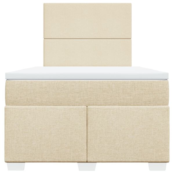 vidaXL Giroletto a Molle con Materasso Crema 120x190 cm in Tessuto