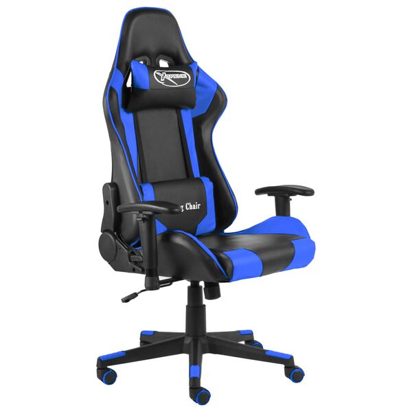 vidaXL Sedia da Gaming Girevole Blu in PVC