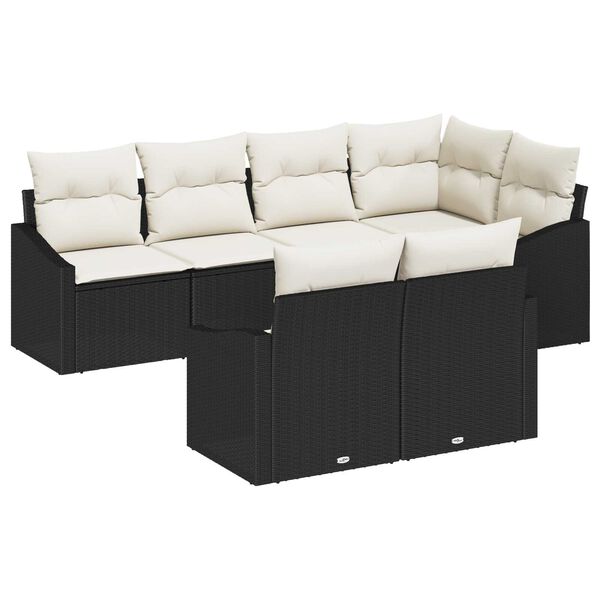 vidaXL Set di divani con cuscino 7 pcs Nero polyrattan