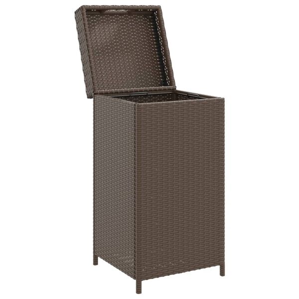 vidaXL Pattumiera Marrone 40x40x80 cm in Polyrattan
