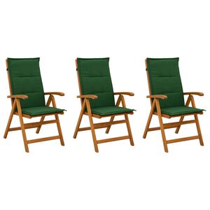 vidaXL Sedie da giardino reclinabili 3 pz Naturale