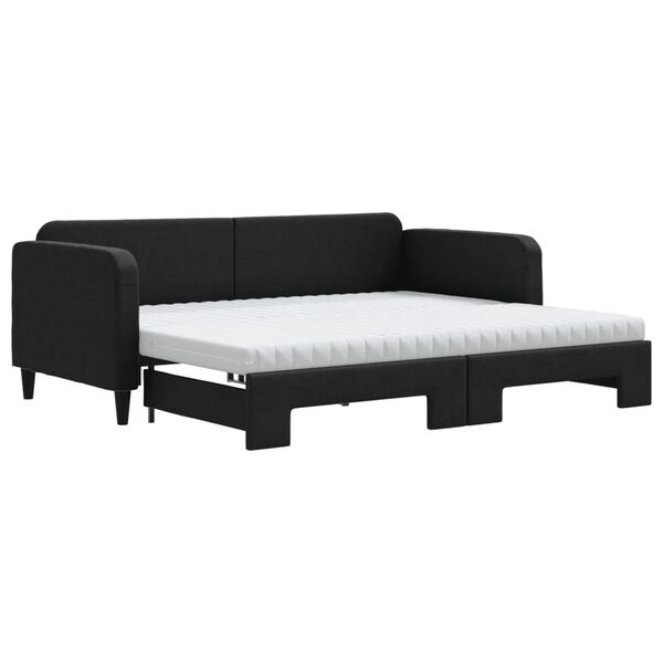 vidaXL Divano Letto Estraibile con Materassi Nero 90x190 cm in Tessuto