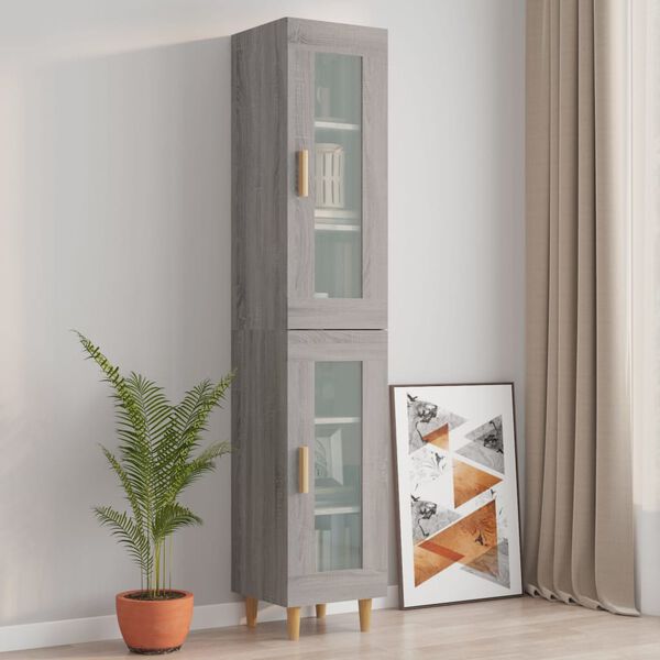 vidaXL Armadietto Pensile a Parete Grigio Sonoma 34,5x34x90 cm