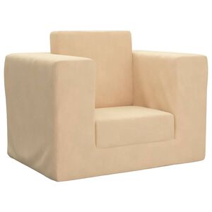 vidaXL Divano Letto per Bambini Crema in Morbido Peluche
