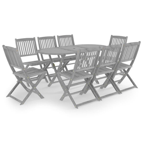 vidaXL Set da Pranzo per Giardino 9 pz Legno Massello di Acacia Grigio