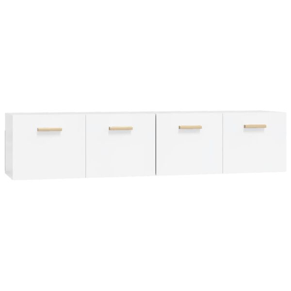 vidaXL Mobili Parete 2 pz Bianco Lucido 80x35x36,5cm Legno Multistrato
