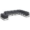 vidaXL Set Divano da Giardino 10 pz Nero Alluminio