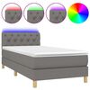 vidaXL Letto a Molle Materasso e LED Grigio Scuro 80x200 cm in Tessuto
