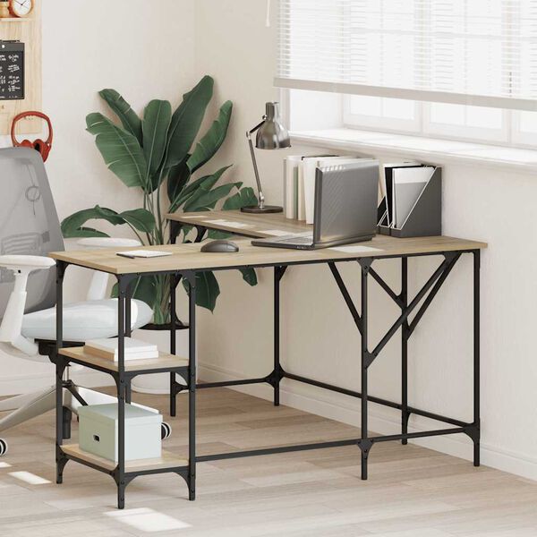 vidaXL Scrivania Rovere Sonoma 139x139x75 cm in Legno Multistrato