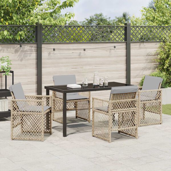 vidaXL Set da Pranzo per Giardino 5 pcs Beige polyrattan