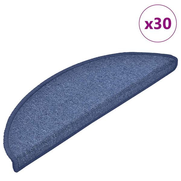 vidaXL Tappetini per scale 30 pz 56x17x3 cm blu semicircolari