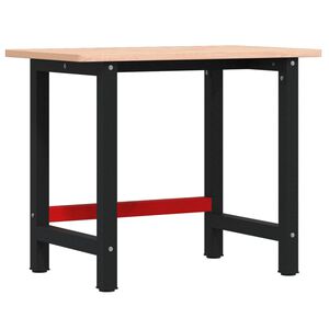 vidaXL Banco Lavoro 100x60x81,5 cm Legno Massello Faggio Rettangolare