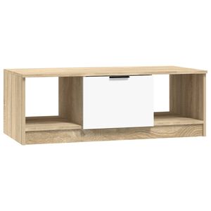 vidaXL Tavolino Bianco e Rovere Sonoma 102x50x36 cm Legno Multistrato