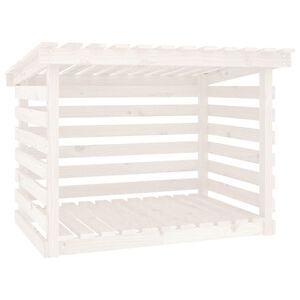vidaXL Portalegna Bianco 108x73x79 cm in Legno Massello di Pino