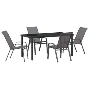 vidaXL Set da Pranzo per Giardino 5 pcs Grigio Textilene e acciaio