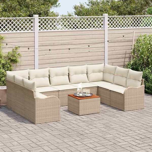 vidaXL Set Divano da Giardino con cuscino 10 pcs Beige polyrattan