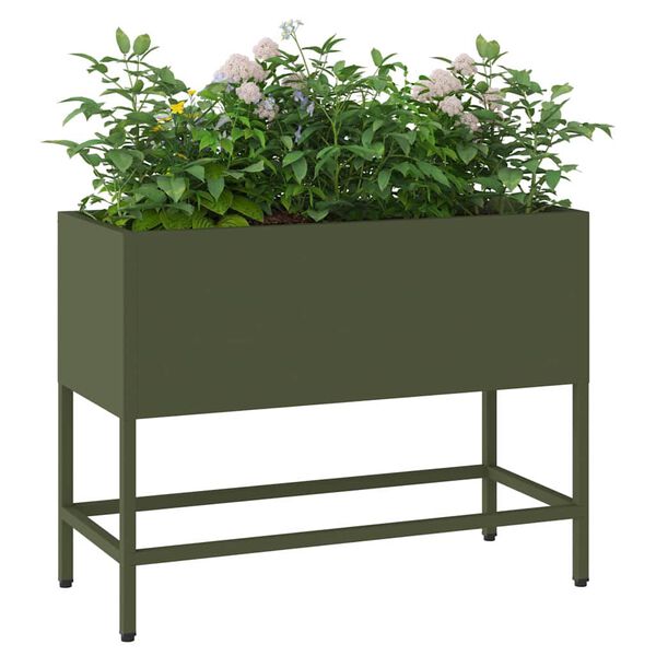 vidaXL Vaso da Giardino Rialzato Oliver verde 60 x 26 x 45 cm Acciaio
