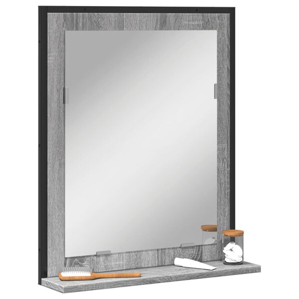 vidaXL Specchio Bagno con Ripiano Grigio Sonoma 50x12x60cm Multistrato