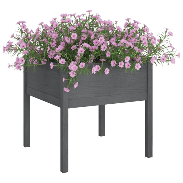 vidaXL Fioriera da Giardino Grigia 70x70x70 cm Legno Massello di Pino