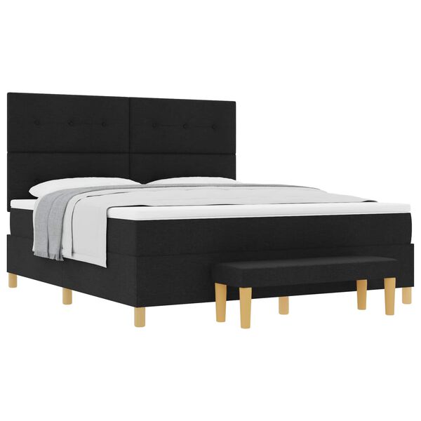 vidaXL Letto a molle con materasso Nero 180 x 200 cm Tessuto