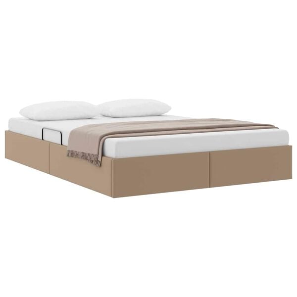 vidaXL Letto con Contenitore Cappuccino 140 x 190 cm Pelle sintetica