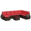 vidaXL Set Divani da Giardino 9pz con Cuscini Marrone in Polyrattan