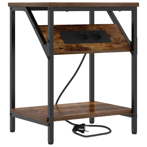 vidaXL Armadio da Notte Rovere fum&eacute; 38 x 30 x 48 cm Legno multistrato