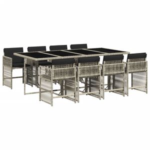 vidaXL Set Pranzo da Giardino 9pz con Cuscini Grigio Chiaro Polyrattan