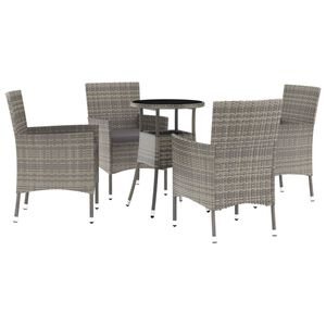 vidaXL Set Bistr&ograve; da Giardino 5 pz con Cuscini in Polyrattan Grigio