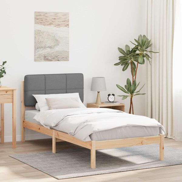 vidaXL Letto con Testiera Rivestita Grigio chiaro 90 x 200 cm