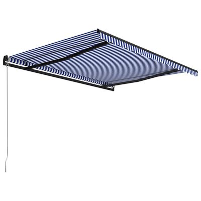 vidaXL Tenda da Sole Retrattile Manuale 450x300 cm Blu e Bianca