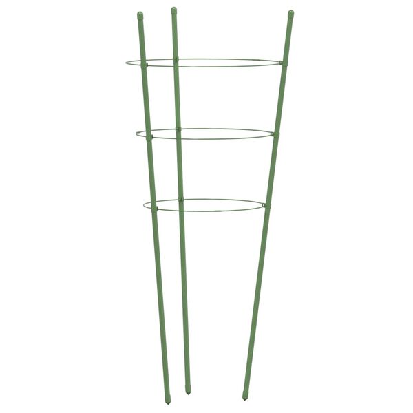 vidaXL Supporti Piante da Giardino con 3 Anelli 5pz Verde 75cm Acciaio