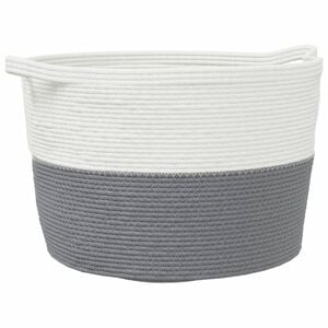 vidaXL Cesto per Biancheria Grigio e Bianco &Oslash;60x36 cm in Cotone