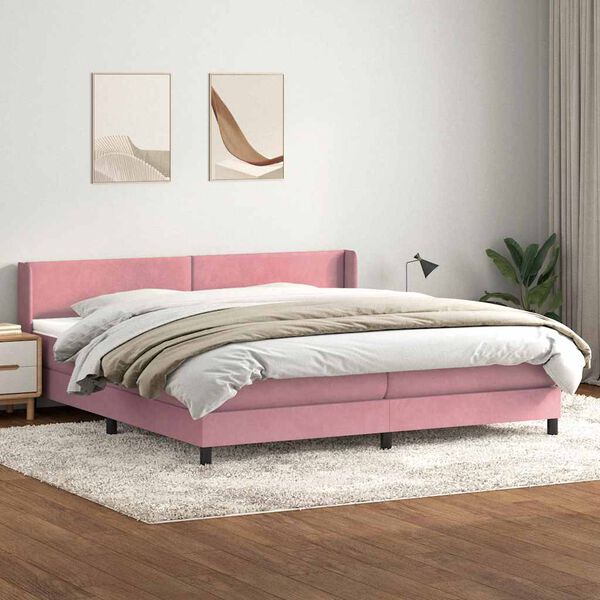 vidaXL Giroletto a Molle con Materasso Rosa 180x210 cm in Velluto