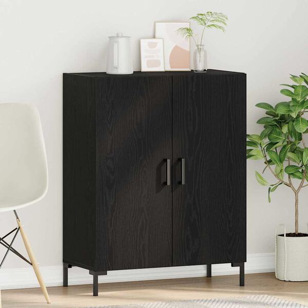 vidaXL Credenza Rovere Nero 69,5 x 34 x 90 cm Legno multistrato