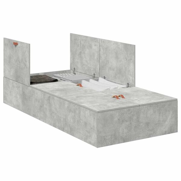 vidaXL Struttura letto con contenitore Grigio cemento 90 x 200 cm