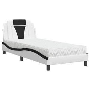 vidaXL Letto Viana con Materasso Bianco e Nero 90x190 cm in Similpelle