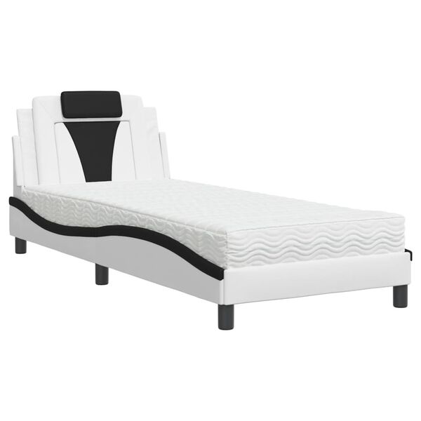 vidaXL Letto Viana con Materasso Bianco e Nero 90x190 cm in Similpelle