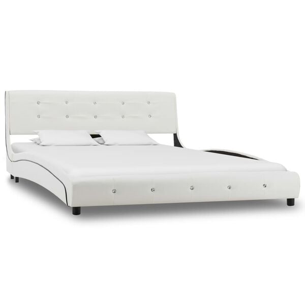 vidaXL Letto con Materasso Bianco in Similpelle 140x200 cm